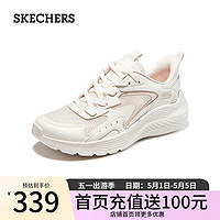 斯凯奇（Skechers）女鞋夏季大网孔透气运动鞋女绑带休闲跑步户外鞋子女117486 乳白色/OFWT 38