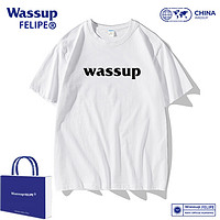 WASSUP 夏季短袖圆领印花T恤情侣潮牌冰丝T恤男士时尚款短袖上衣八