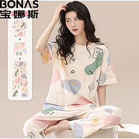 BONAS 寶娜斯 女士睡衣家居服三件套（帶胸墊）