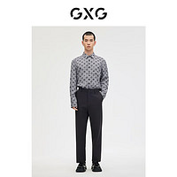 GXG奥莱 多色多款休闲基础男士衬衫合集 灰底花色长袖衬衫GE1030078A 175/L