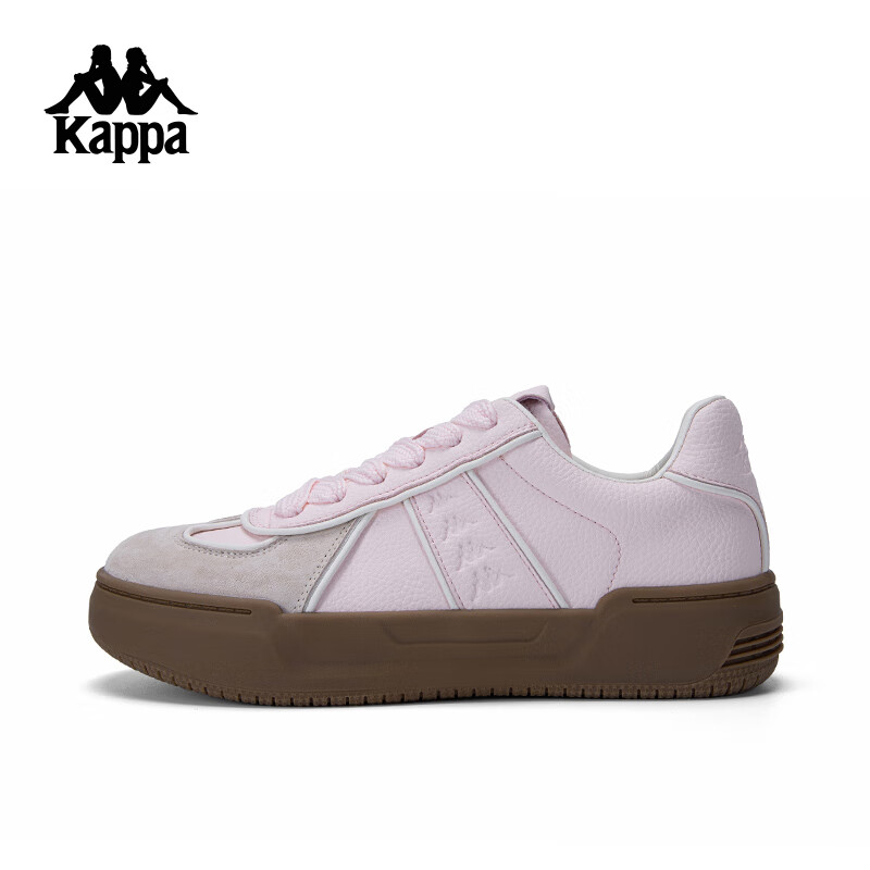 卡帕（Kappa）德训鞋子女厚底增高休闲运动板鞋 奶茶粉 36
