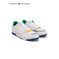 TOMMY HILFIGER24春季男装皮革拼接刺绣中帮街头运动休闲鞋FM0FM04968 白色YBS 43