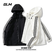 GLM 潮牌GLM春秋季男士夹克男休闲外套情侣可拆帽子户外冲锋衣服男装