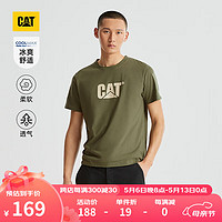 CAT卡特24春夏男户外Coolmax科技经典logo印花短袖T恤 绿色 M