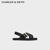 CHARLES&KEITH24春季休闲交叉带外穿平底凉鞋女CK1-70360153 Black黑色 40