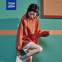 TONLION 唐獅 [加菲貓]2023衛衣女連帽寬松設計感小眾上衣橘色 M