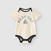 Gap 盖璞 婴儿2024夏季新款纯棉小熊撞色短袖连体衣儿童装包屁衣505656 米白色 90cm (18-24月) 亚洲尺码