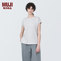 无印良品（MUJI）女式 天竺织 法国袖T恤 短袖上衣打底衫内搭早春 BB2Q2A4S 浅灰色 XL (165/92A)