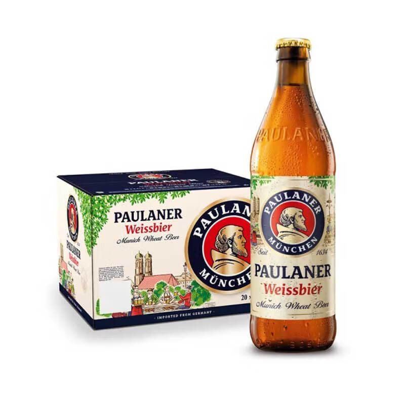 保拉纳（PAULANER）德国 柏龙保拉纳啤酒 慕尼黑小麦白啤500ml罐听瓶装整箱 柏龙白啤 500mL 20瓶