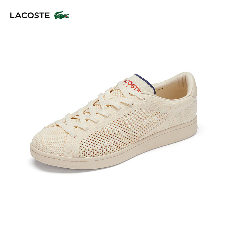 LACOSTE法国鳄鱼男鞋24年夏季舒适运动透气休闲鞋47SMA0102 BW7/浅棕/米白色 10