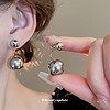 Trendolla 925银针圆形珍珠耳环感简约时尚气质耳钉通勤设计感新款