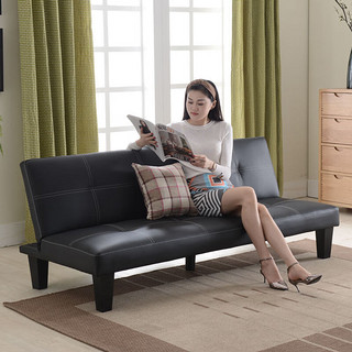 唐黛 小户型多功能沙发床可折叠两用客厅简易租房经济型双人三人沙发 1.2米长简约款黑色