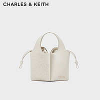 CHARLES&KEITH24夏拼接抽绳菜篮子斜挎水桶包女CK2-10671633-2 Beige米色 S