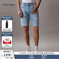 Calvin Klein Jeans24春夏男士经典标牌洗水微弹休闲牛仔短裤J325421 1AA-牛仔浅蓝 36