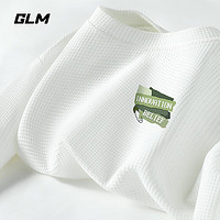 GLM华夫格短袖t恤男夏季简约休闲男士透气宽松半袖潮流重磅t恤 白#JGL绿块X