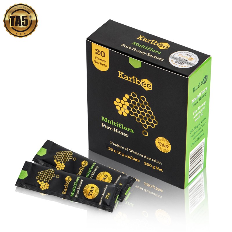 可瑞比Karibee 麦卢卡级5+蜂蜜 澳洲百花蜜 天活性然蜜糖 独立小包装便携 TA5+（10g*20条） 百年蜂业世家