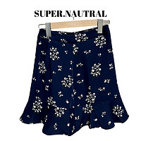 SUPER NATURAL super.natural女士印花荷葉邊半身裙時尚氣質優雅半身短裙