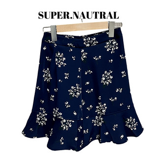 SUPER NATURAL super.natural女士印花荷叶边半身裙时尚气质优雅半身短裙