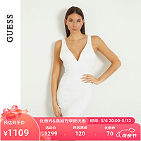 GUESS24年夏季女士纯白性感深V吊带白裙连衣裙-W4GK63D4QQ0 G011-白色 XS