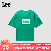 Lee儿童短袖t恤2024夏季童装休闲百搭印花男童女童上衣打底衫 绿色 110cm