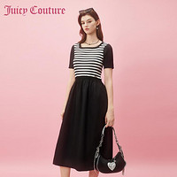 Juicy Couture 橘滋 遇见美好Logo金属牌针梭拼接连衣裙