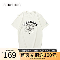 斯凯奇（Skechers）雅钻系列中性针织短袖T恤衫L124U136 奶油米白/00NA S