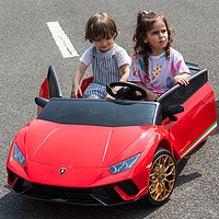 酷太陽 蘭博基尼兒童電動車雙座遙控四輪玩具汽車可坐人寶寶網紅跑車紅色