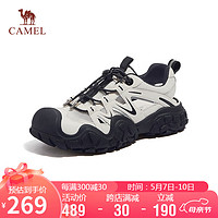 骆驼（CAMEL）登山鞋女密网拼接抽绳厚底休闲鞋 L24S245121W 米/黑(洞洞款) 36