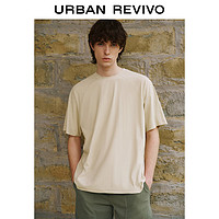 UR2024夏季男装休闲纯色压线肌理感圆领短袖T恤UML440076 裸杏色 XS