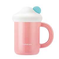 乐扣乐扣可爱马克杯陶瓷早餐水杯高颜值带吸管办公室桌面女生水杯 粉红色 420ML
