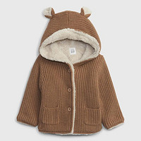 Gap 蓋璞 新生嬰兒秋季款熊耳開衫毛衣428052 兒童裝運動外套