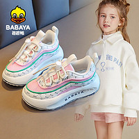 百亿补贴：Babaya 芭芭鸭 2024春新款儿童运动鞋女童网面鞋厚底男童跑步鞋透气老爹鞋