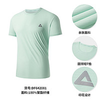 PEAK 匹克 運動速干T恤男2024春夏新款寬松跑步健身透氣吸濕排汗短袖上衣 白綠 2XL