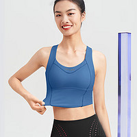 splan 喚醒計劃 防震美背運動內衣女速干跑步健身文胸一體式瑜伽背心 蒙特藍 XXL（適合140-150斤以內）