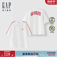 Gap男童2024夏季吸湿速干小熊短袖T恤儿童装凉感上衣466201 白色 140cm(M) 亚洲尺码