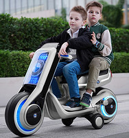 佳寶莉源 兒童電動摩托車玩具車可坐人男女大人親子雙人座三輪車超大號童車