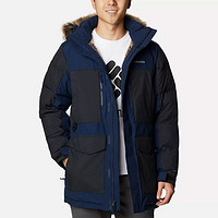 哥倫比亞 男士Marquam Peak Fusion 滑雪棉服 冬季保暖連帽派克大衣 戶外保暖棉衣男 M 海軍藍