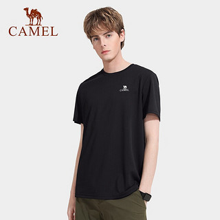 CAMEL 骆驼 T恤户外速干圆领短袖时尚宽松舒适情侣休闲上衣 AC8225a1008 黑色 L