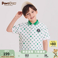PawinPaw卡通小熊童装2024年夏季男女童翻短袖T恤运动休闲 Green绿色/40 120