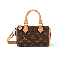 黑卡會員：LOUIS VUITTON LV/路易威登NANOSPEEDY女士棕色帆布老花牛皮拉鏈開合手袋M81085