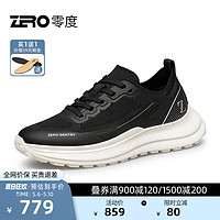 零度Zero男鞋2024夏季舒适透气百搭轻便户外运动休闲鞋系带网面鞋 高级黑 38