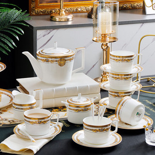 RUIJIU 瑞玖 家用欧式金边骨瓷咖啡具套装陶瓷杯碟茶具咖啡具礼盒咖啡杯咖啡壶 巴比伦盛宴咖啡具