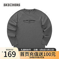 斯凯奇（Skechers）2024年春季男简约百搭针织长袖休闲T恤L124M031 垩灰色/040R 3XL