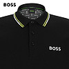 BOSS（服裝） BOSS男士年春夏撞色飾邊徽標棉質混紡短袖Polo衫 002-黑色
