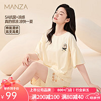 manza 瑪倫薩 睡衣女短袖短褲套裝舒適透氣甜美家居服可外穿 米杏 M