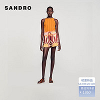 SANDRO【联名系列】2024春夏新款女装高腰松紧印花短裤SFPSH007