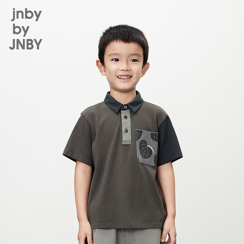 jnby by JNBY江南布衣童装Polo领中袖T恤24夏男女童1O4113660 023/铁灰 100cm