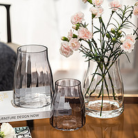 JUHAN 掬涵 花瓶擺件客廳插花輕奢高級感干花餐桌玫瑰鮮花水培水養透明玻璃小