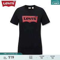 Levi's李维斯24春季女士做旧logo印花复古休闲百搭短袖T恤 黑色 A9277-0000 XL