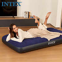 INTEX 2019年線拉藍色款64757家用充氣床墊戶外氣墊床特大加高單人折疊床99*191*25cm躺椅充氣墊防潮墊